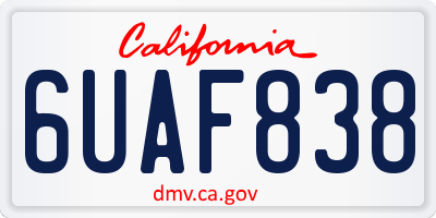 CA license plate 6UAF838