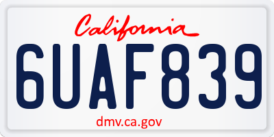 CA license plate 6UAF839