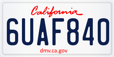 CA license plate 6UAF840