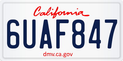 CA license plate 6UAF847