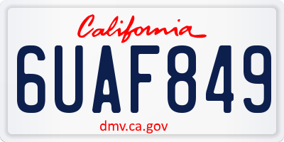 CA license plate 6UAF849