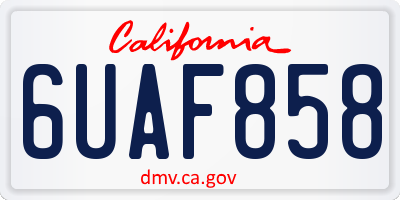 CA license plate 6UAF858