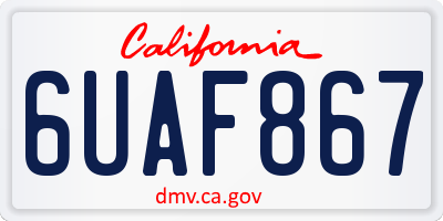 CA license plate 6UAF867