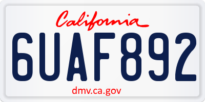 CA license plate 6UAF892