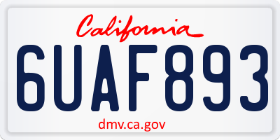 CA license plate 6UAF893