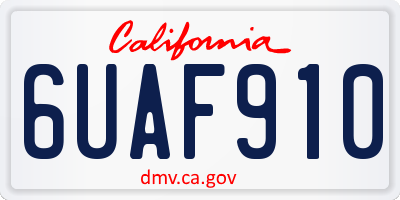 CA license plate 6UAF910