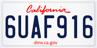 CA license plate 6UAF916