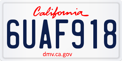 CA license plate 6UAF918