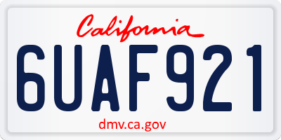 CA license plate 6UAF921