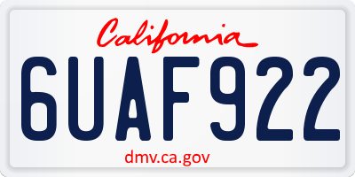 CA license plate 6UAF922