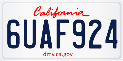 CA license plate 6UAF924