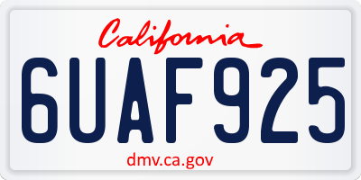 CA license plate 6UAF925