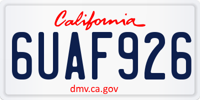 CA license plate 6UAF926
