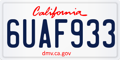 CA license plate 6UAF933