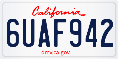CA license plate 6UAF942