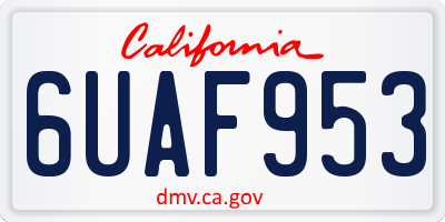 CA license plate 6UAF953