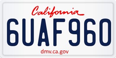 CA license plate 6UAF960