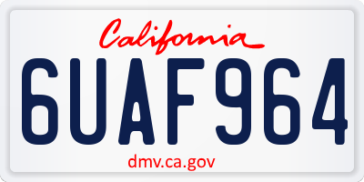 CA license plate 6UAF964