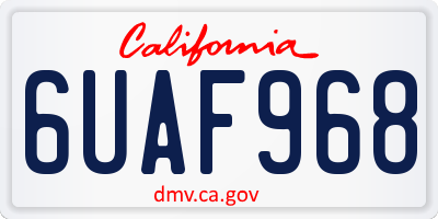 CA license plate 6UAF968