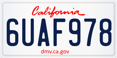 CA license plate 6UAF978