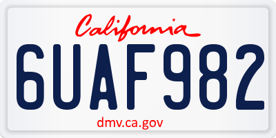 CA license plate 6UAF982
