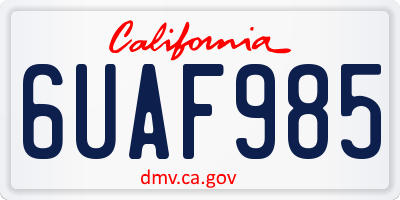 CA license plate 6UAF985