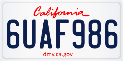 CA license plate 6UAF986