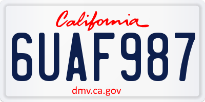 CA license plate 6UAF987