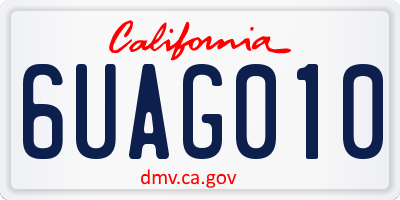 CA license plate 6UAG010