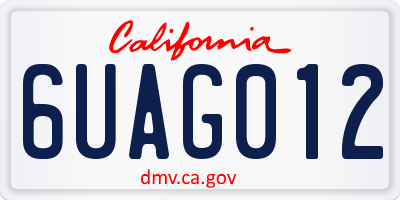 CA license plate 6UAG012