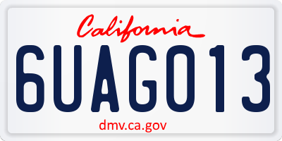 CA license plate 6UAG013