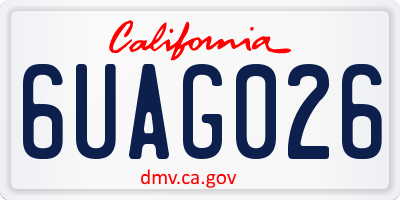 CA license plate 6UAG026
