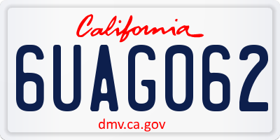 CA license plate 6UAG062