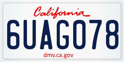 CA license plate 6UAG078