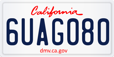 CA license plate 6UAG080