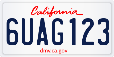 CA license plate 6UAG123