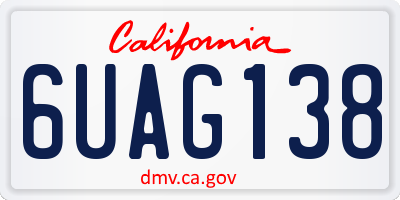 CA license plate 6UAG138