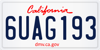 CA license plate 6UAG193