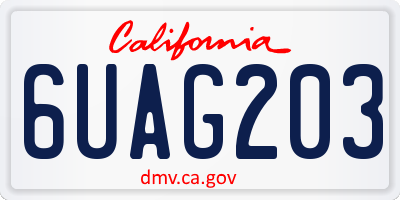 CA license plate 6UAG203