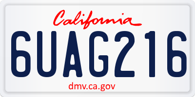 CA license plate 6UAG216