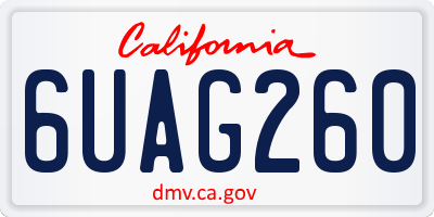 CA license plate 6UAG260