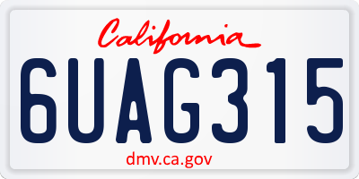 CA license plate 6UAG315