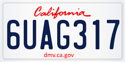 CA license plate 6UAG317