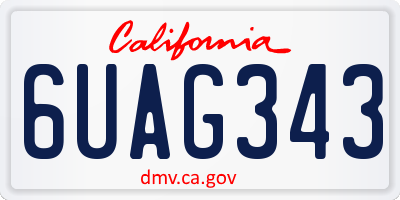 CA license plate 6UAG343