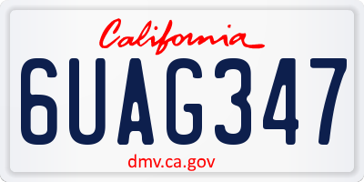 CA license plate 6UAG347