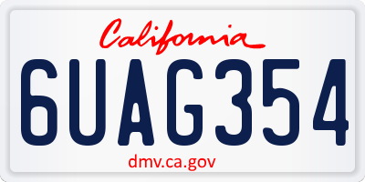 CA license plate 6UAG354