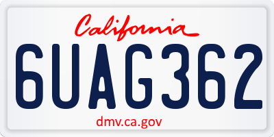 CA license plate 6UAG362