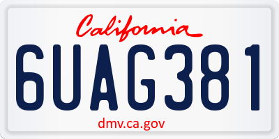 CA license plate 6UAG381