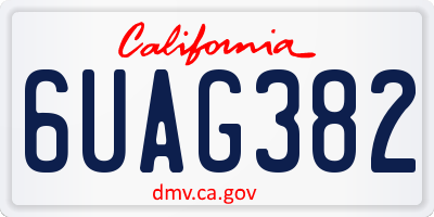 CA license plate 6UAG382