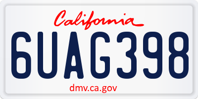 CA license plate 6UAG398